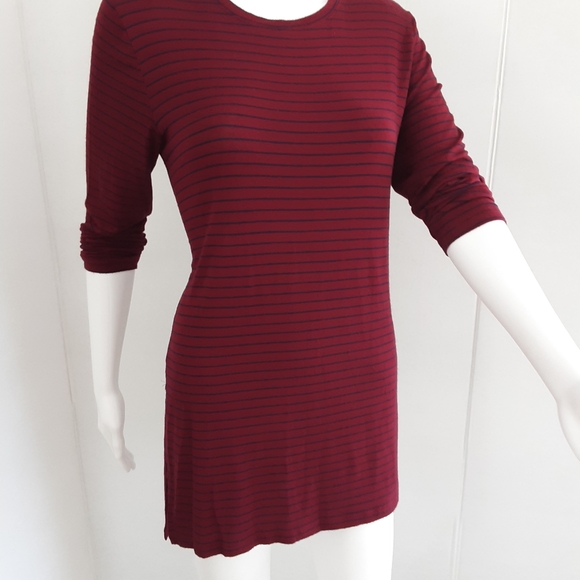 OLD NAVY BURGUNDY STRIP LONG SLEEVE TUNIC TEE SZ  SP - Picture 2 of 7